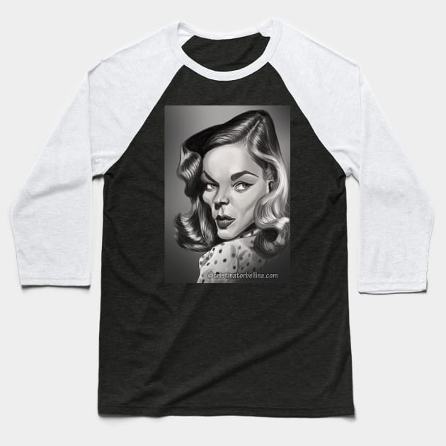 Lauren Bacall Baseball T-Shirt by cristinatorbellina